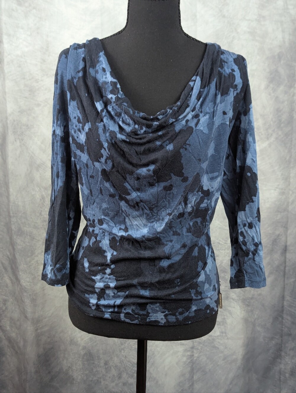 Michael Kors Abstract Black and Blue Long Sleeve Top